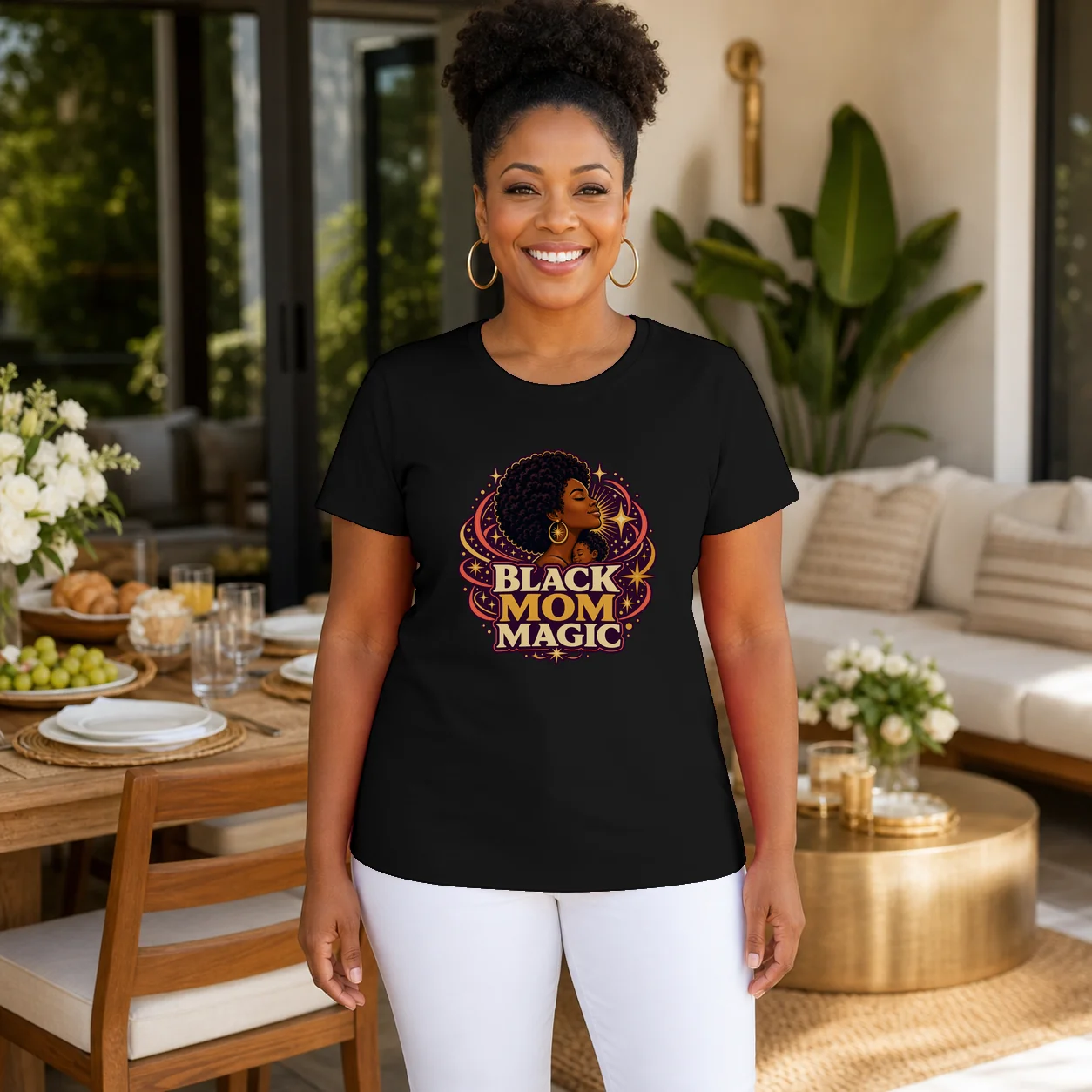 Black Mom Magic T-Shirt for Proud Mothers