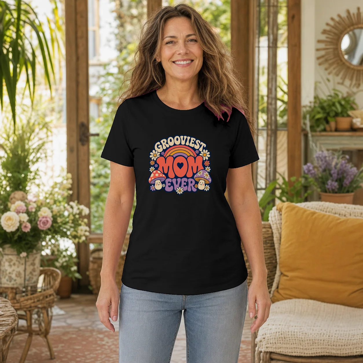 Grooviest Mom Retro Mushroom T-Shirt