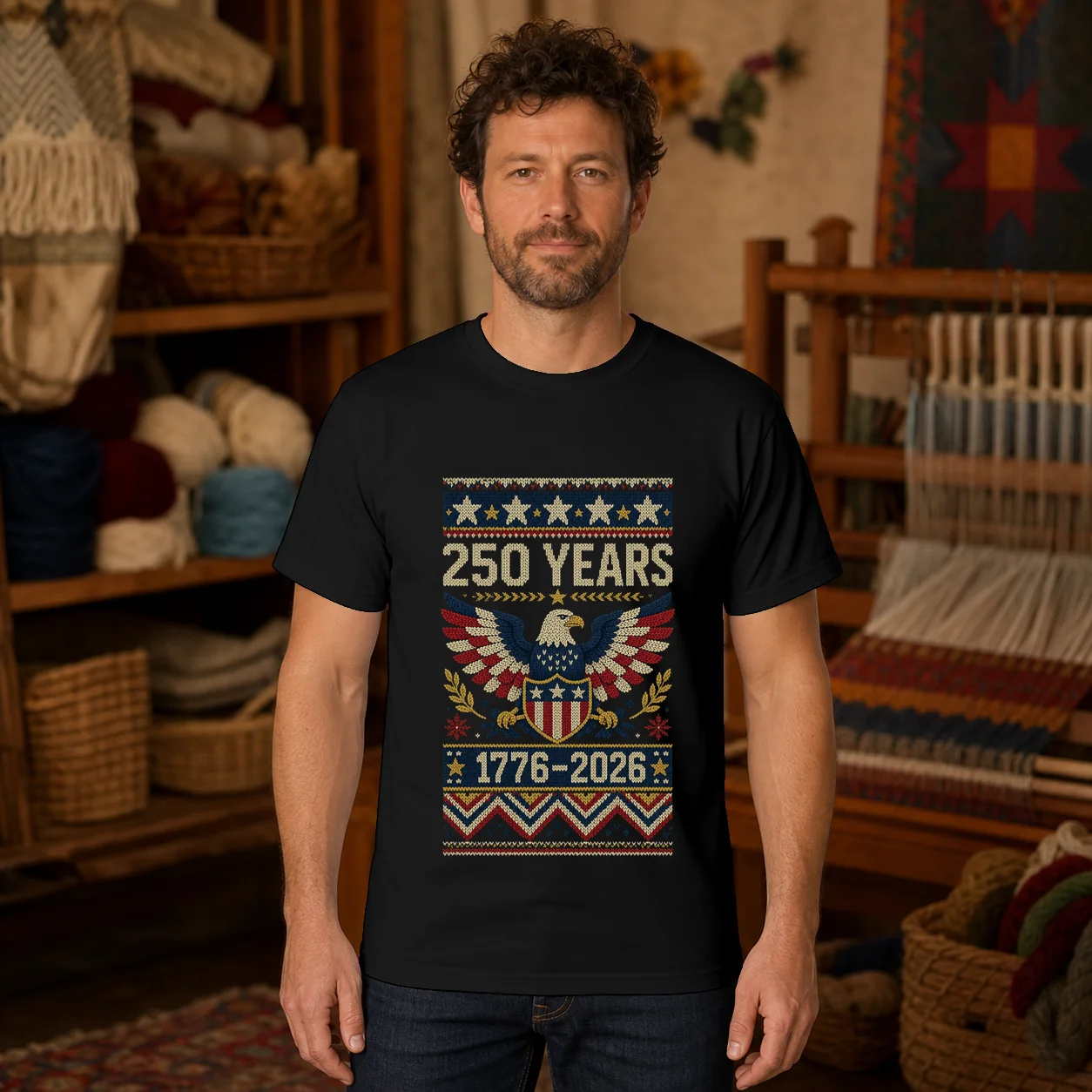 250 Years Faux Yarn Pattern - T-Shirt