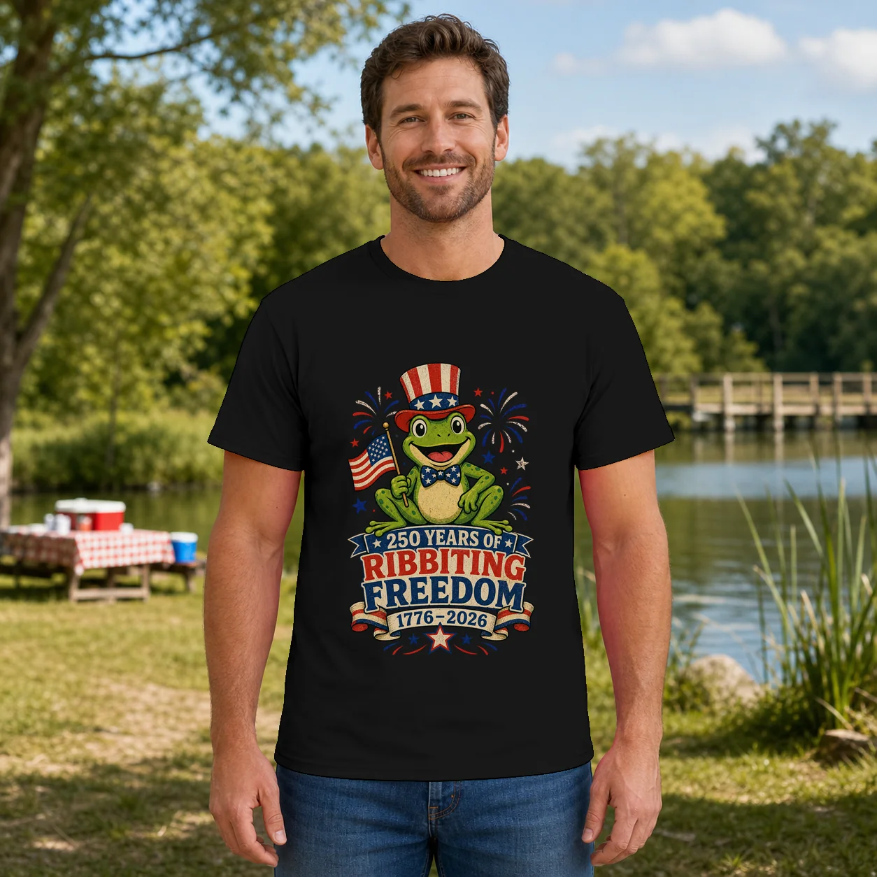 250 Years Of Ribbiting Freedom Patriot Frog - Shirt