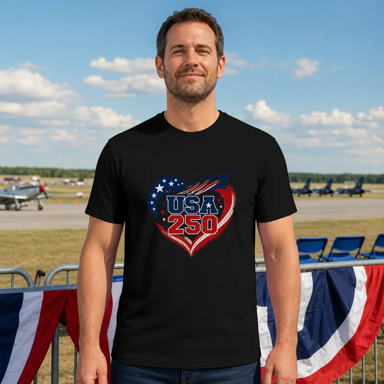 250th Anniversary Jet Fighter Heart USA - Shirt