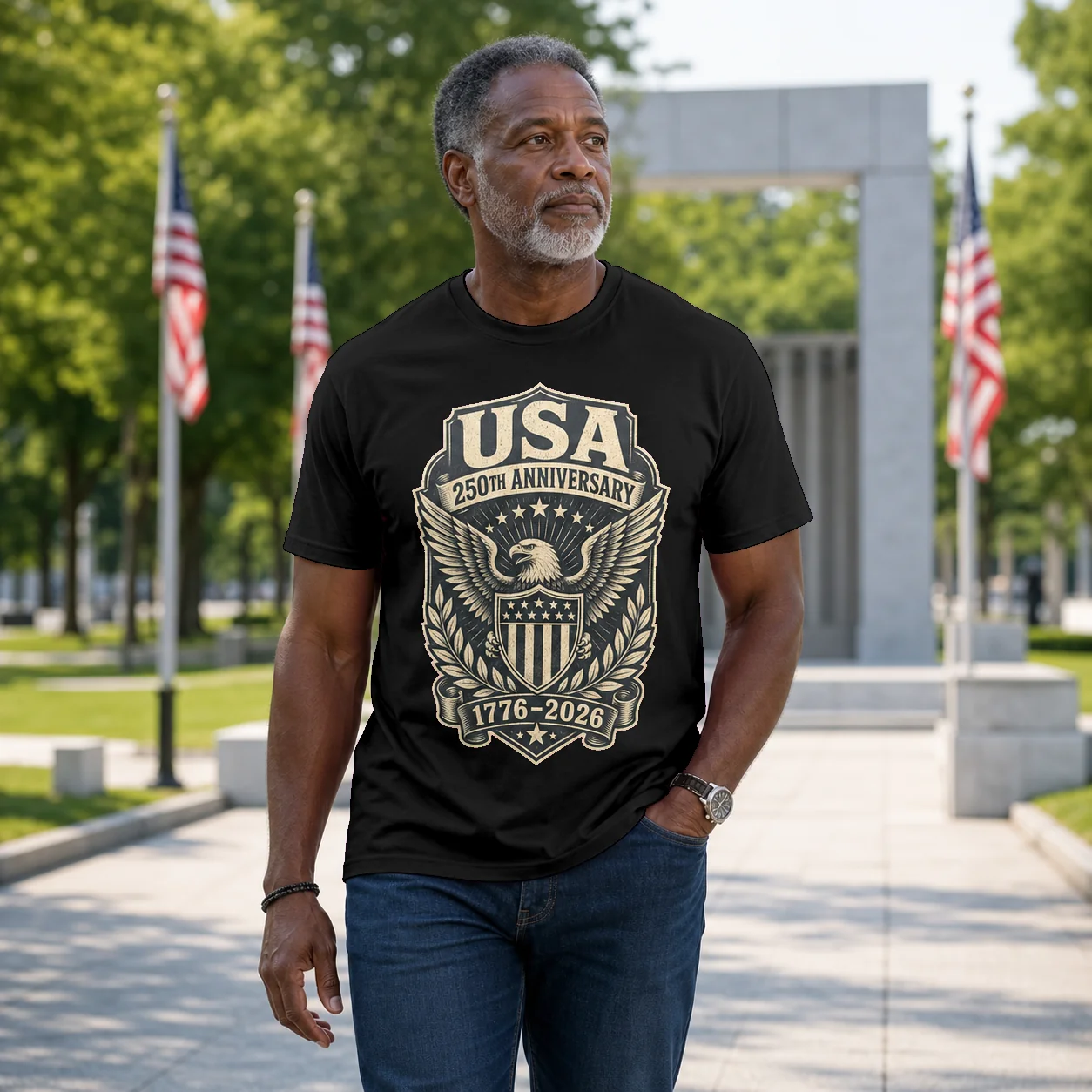 Bald Eagle Usa 250Th Anniversary Monochrome - T-Shirt
