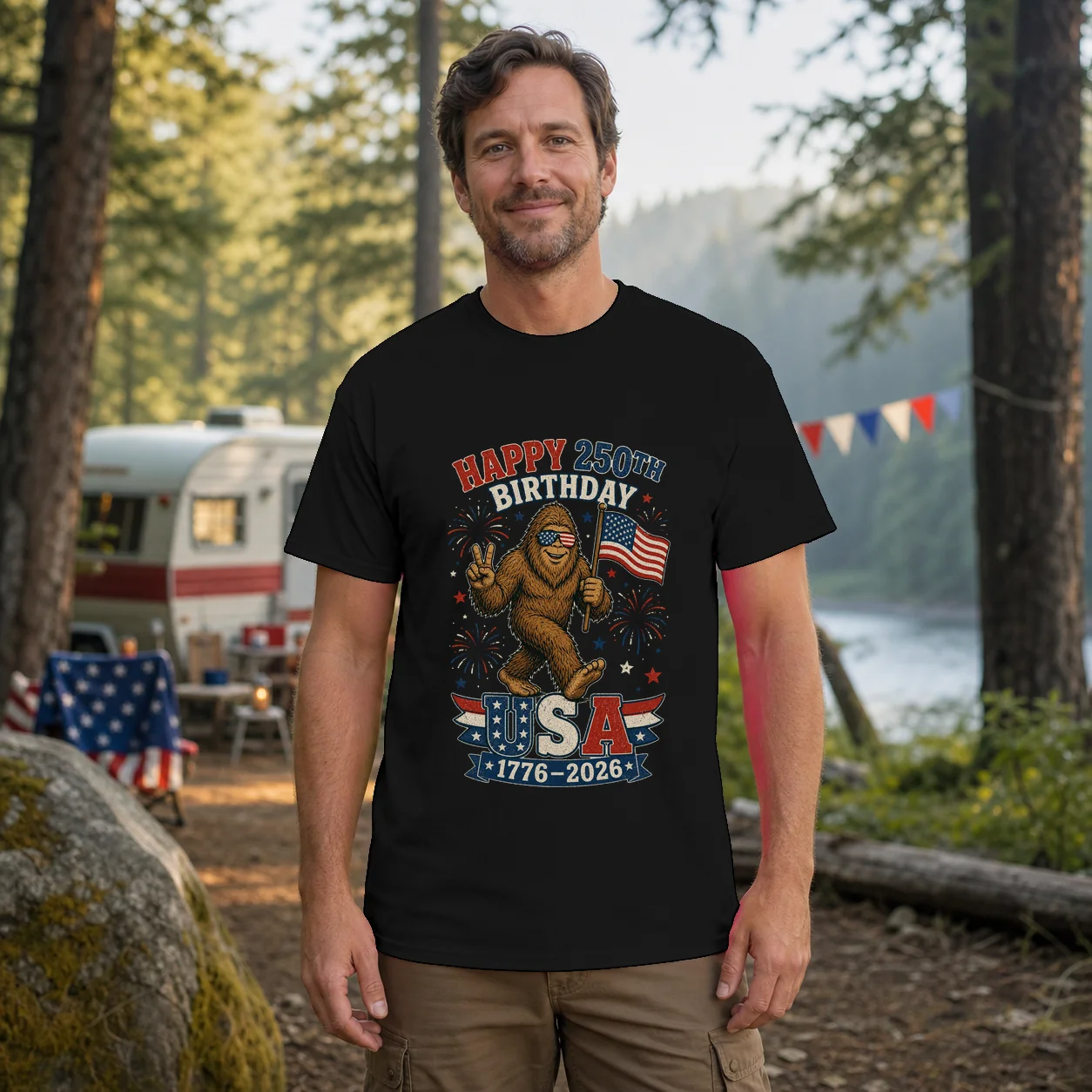 Happy 250th Birthday, USA Bigfoot - T-Shirt