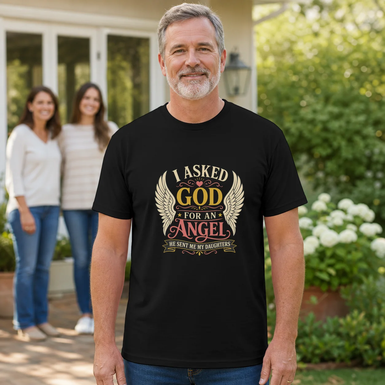 I Asked God For An Angel, He Sent Me My Daughters Back Print Shirt