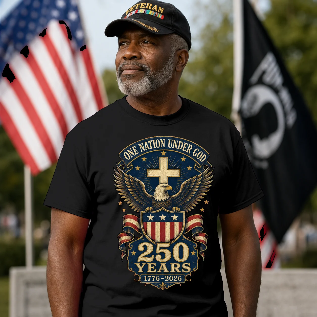 One Nation Under God 250 Years - Back Printed Shirt