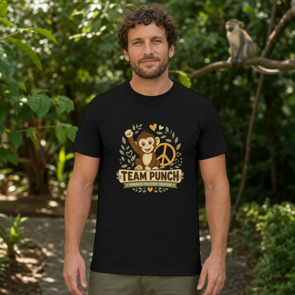 Team Punch Baby Monkey Punch - Support Animal, Peace Lovers - Shirt