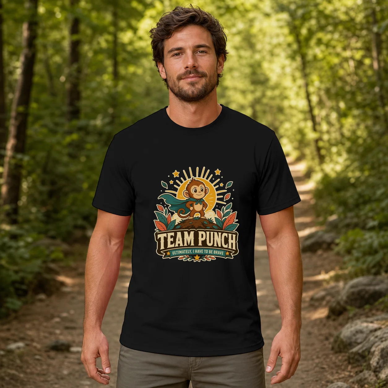 Team Punch Ultimately I Have To Be Brave - Punch Monkey Lovers, Animal Support, Peace Lovers - T-Shirt