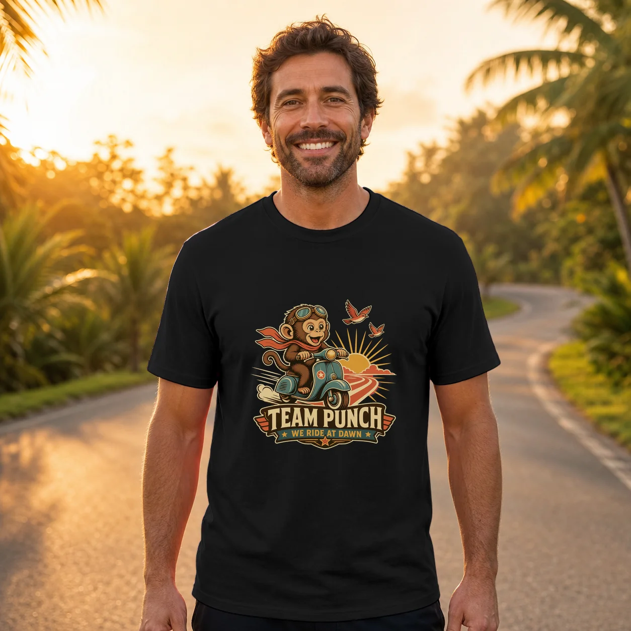 Team Punch We Ride At Dawn - Punch Monkey Lovers, Animal Support, Peace Lovers - Shirt