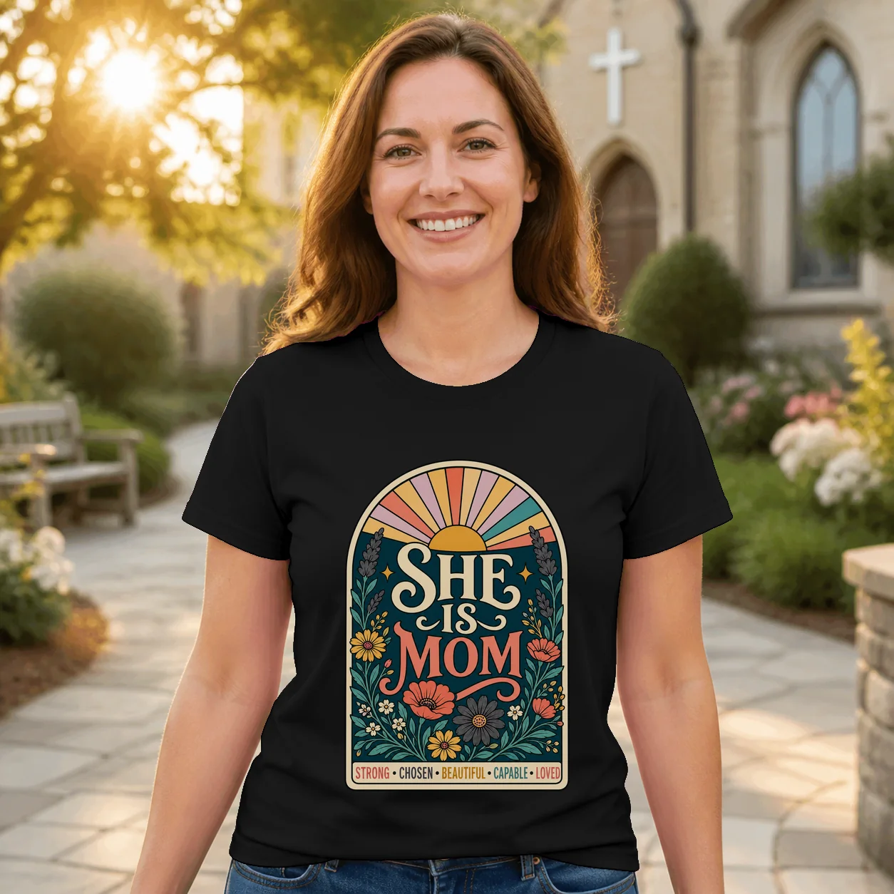 She Is Mom Inspirational Faith T-Shirt