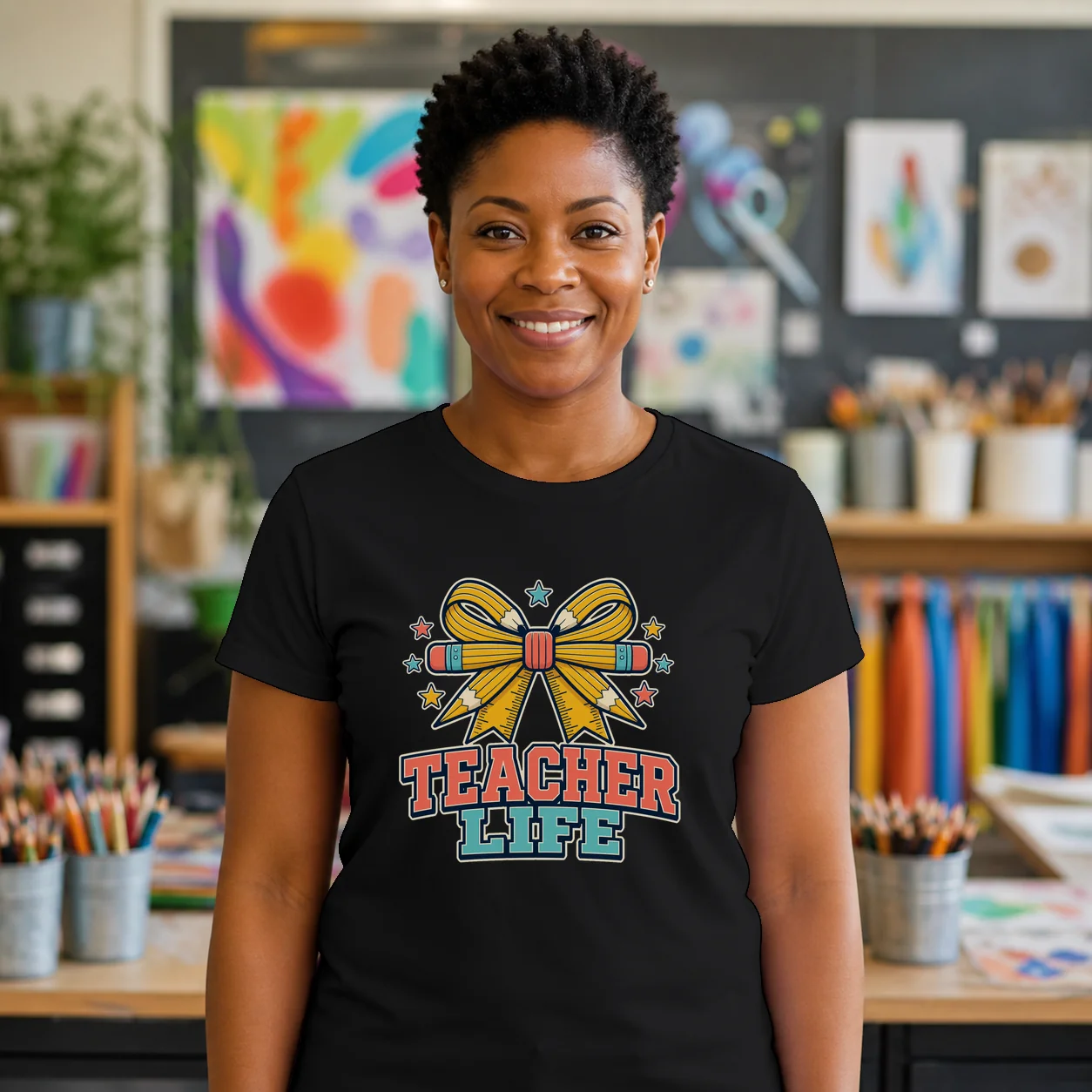Teacher Life Pencil Bow T-Shirt